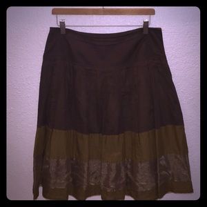 City Unlmtd full cotton skirt in brown and gold